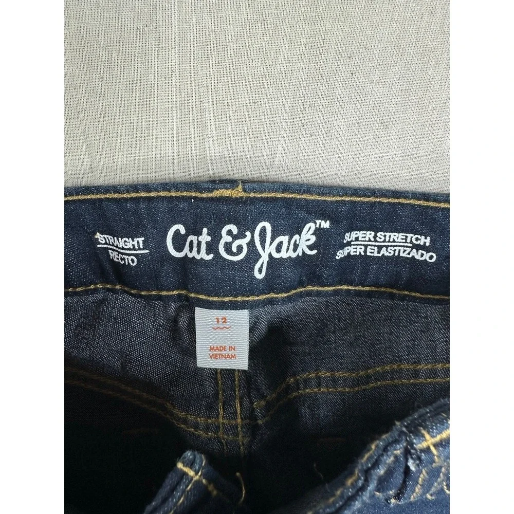 NWT Cat‎ & Jack Girls Straight Jeans Size 12 Super Stretch Blue